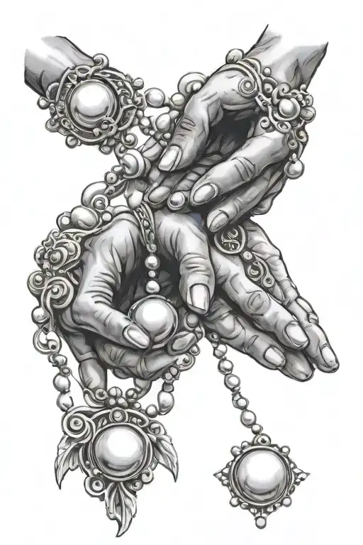 Pearl Necklace On Hands Holding