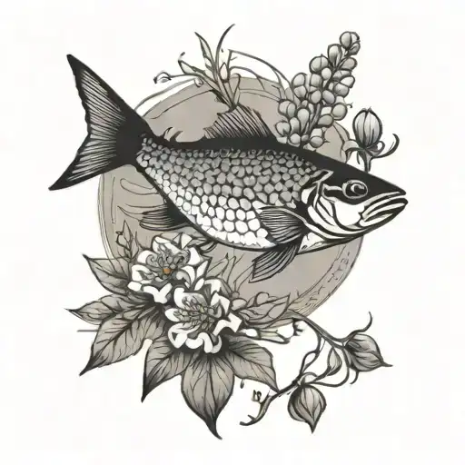 Fish With Bluebonnets And A Black Bird