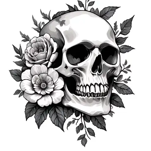 Skull And Flowers