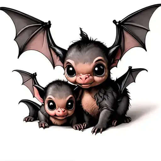 Mom Bat And Baby Bat