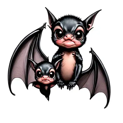 Mom Bat And Baby Bat Gothic