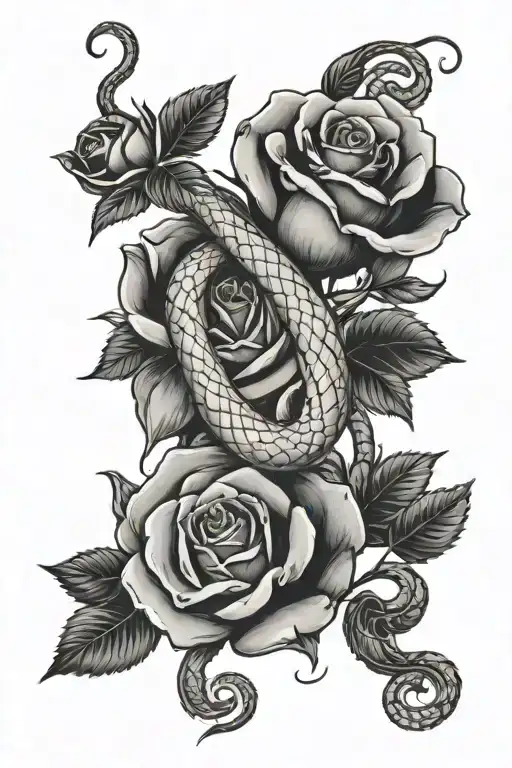 Roses And Snake Wrapped