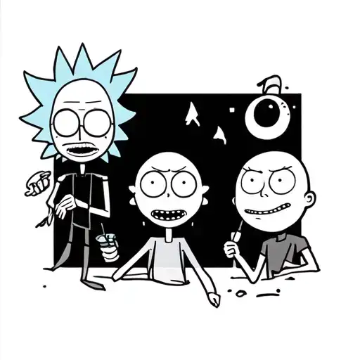 Rick And Morty Cartoon Black And White