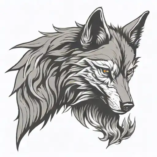 Wolf Face Silhouette Emblend With And X Behind