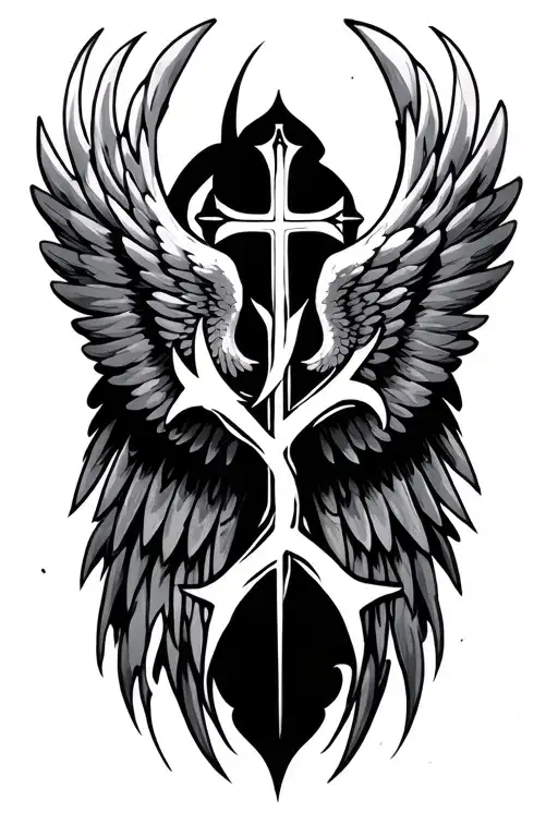 Cyber Sigilism Angel Wings And Cross