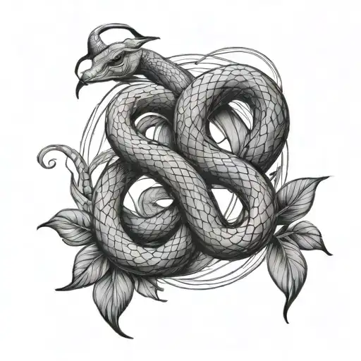 Conceptual Tattoo With Gemini Zodiac Sign And Snake