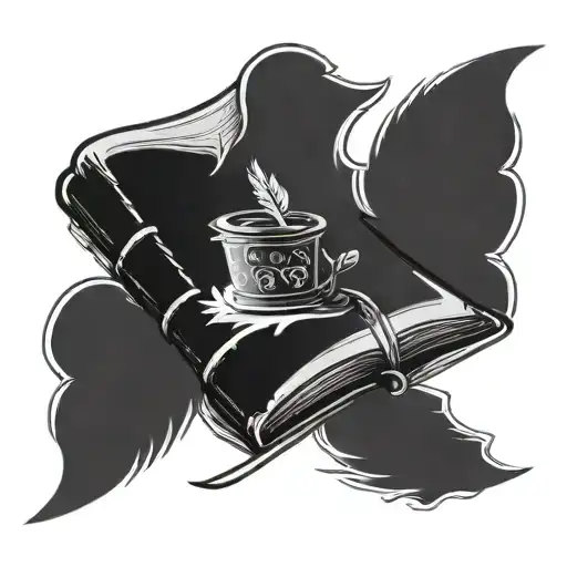 Old Book Open In Front With A Quill On Top Of It