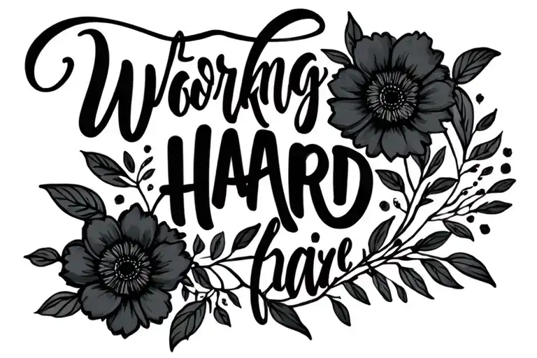 Bible Scripture About Working Hard In Cursive With Flowers