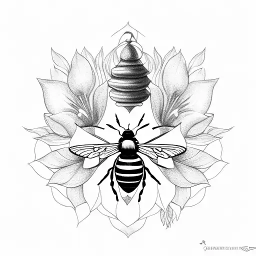 Bloomed Magnolia With A Big Bee