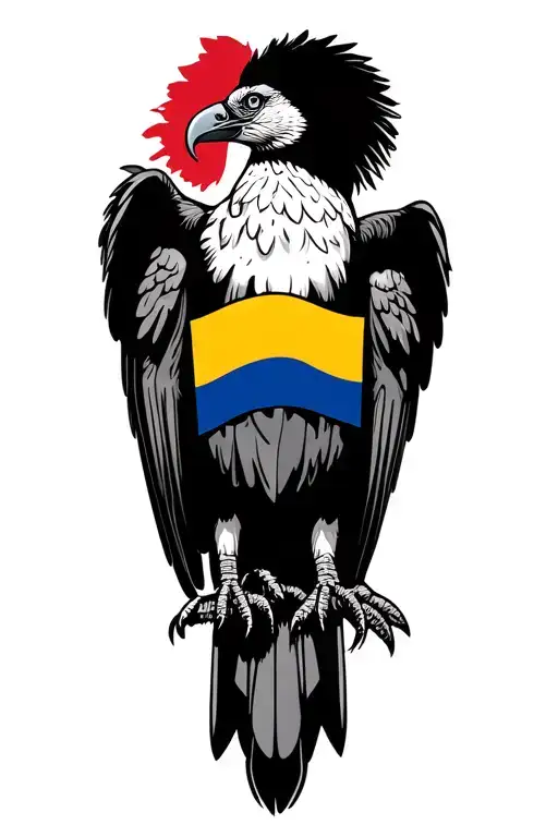 Andean Condor Holding A Colombian Flag In Its Talons