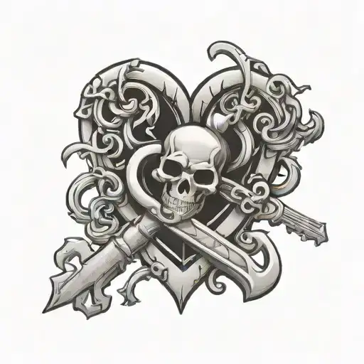 Skeleton Keys With Heart Lock Intertwined