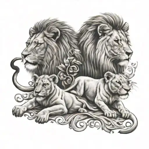 Lions Handle Two Lion Kids