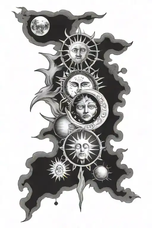 Sun And Moon Phases Intertwined