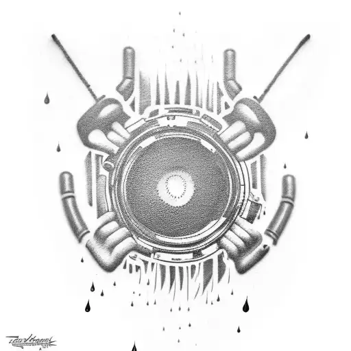 Create A Tattoo That Portrays The Fusion Of Hip Hop And Rain