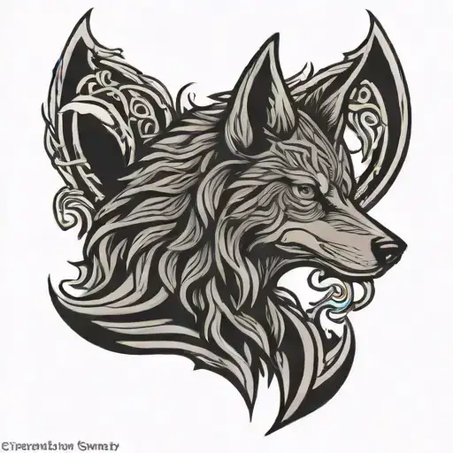 Celtic Wolf Paw Print With Raven Perched