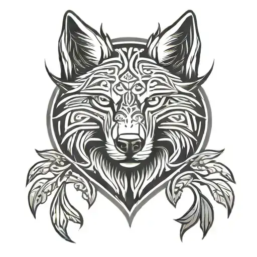 Celtic Wolf Paw Print With Raven Perched Atop