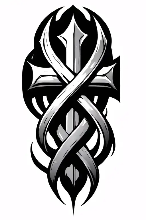 Cybersigilism Tattoo With A Cross Intertwined