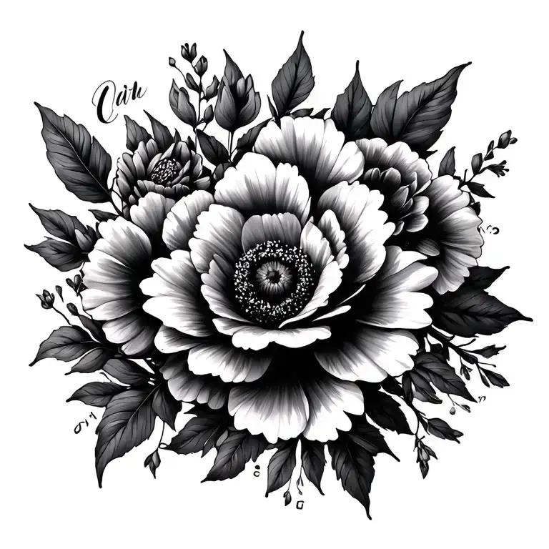 Birth Month Flowers With Names Incorporated