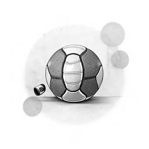 Create A Black-grey Tattoo Of A Football Surrounded By Drum And Bass Music Notes