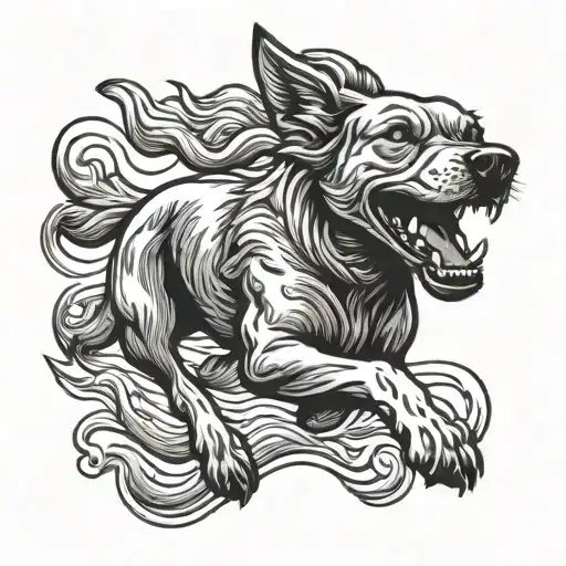 Running Dog Playing Traditional American