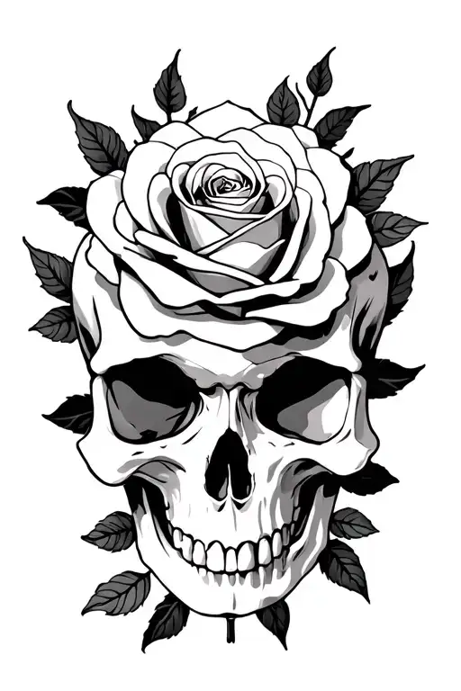 Skull With Rose Intertwined