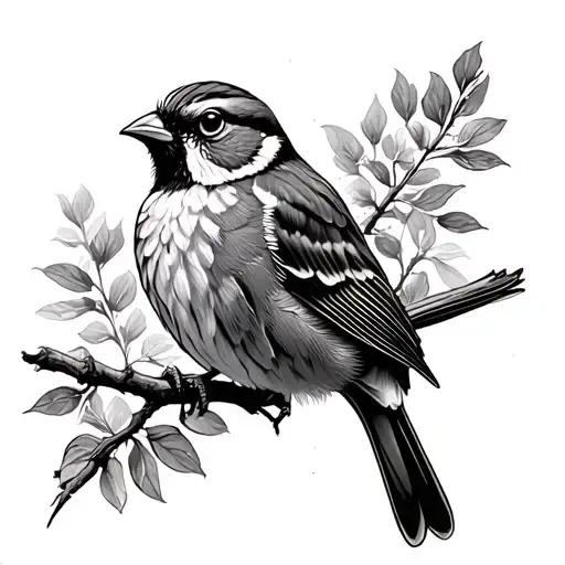 Sparrow Perched Fine Line