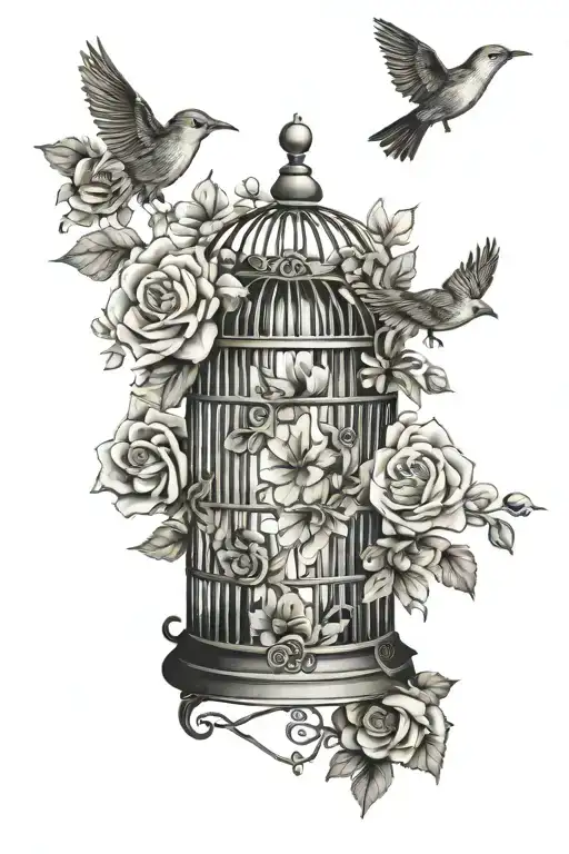 Lace And Flowers Vintage Book Bird Cage