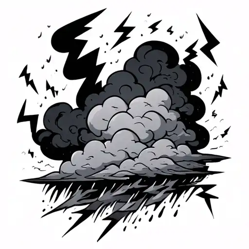 Clouds Surround And Rain Falling With Lightning Bolts An Dab Thurber Background