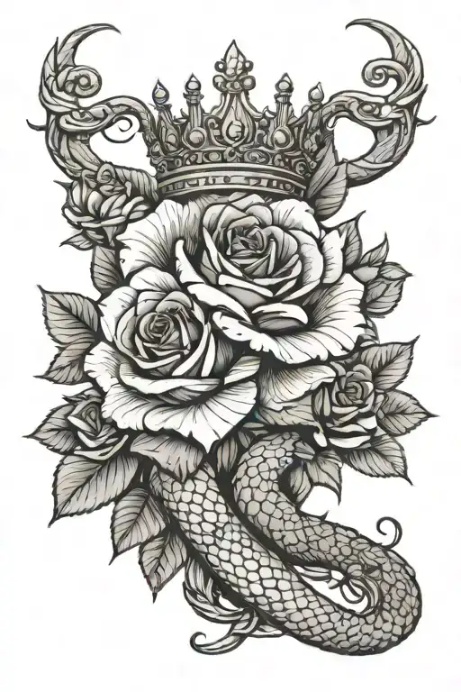 Crown Roses And Snake
