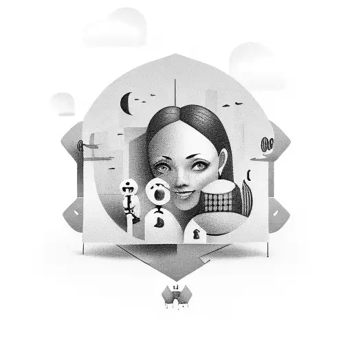 Portrait Of Parents With Stock Market Symbols As Background