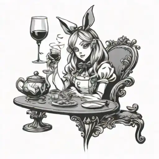 Beautiful Anime Streetmoe Alice In Wonderland Holding A Wine Glass