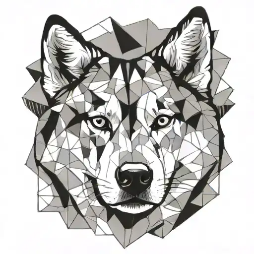 Husky Face With Geometric