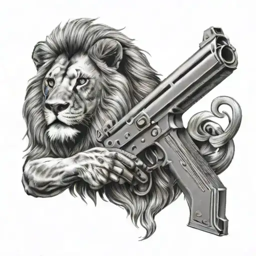 Lion Holding Gun