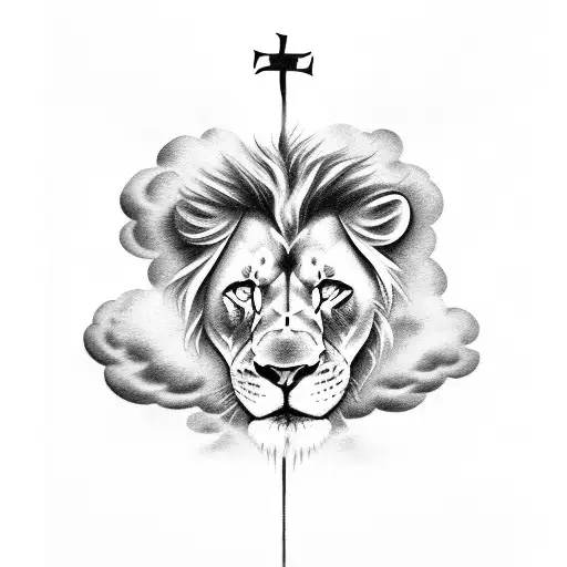 Clouds With Three Crosses And A Lion