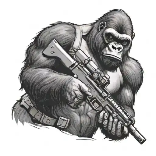 Gorilla Holding Gun