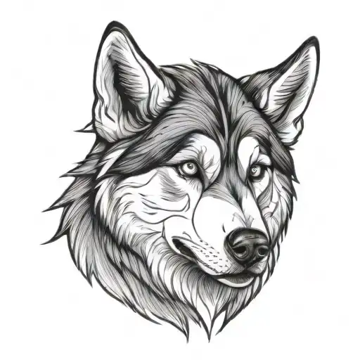 Simple Husky Line Art