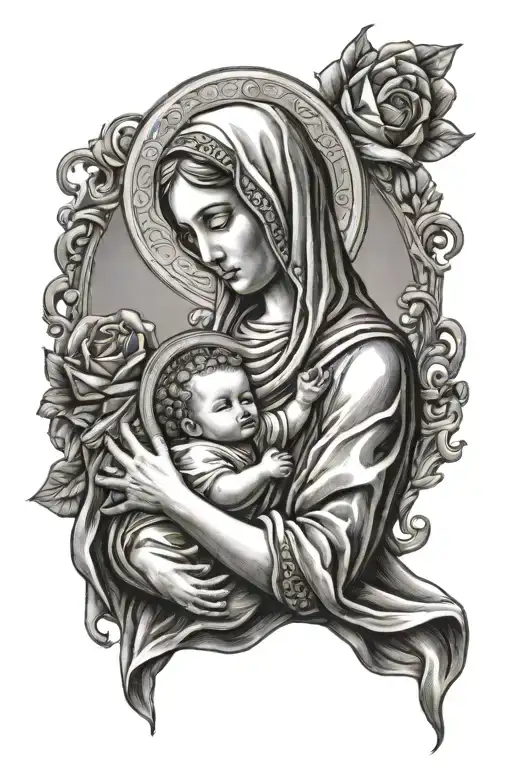 Virgin Mary Holding Baby Jesus