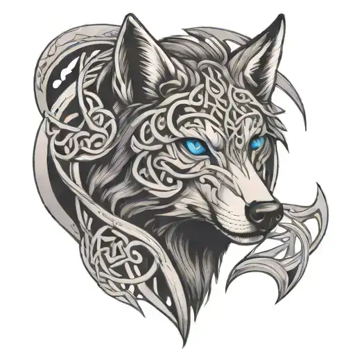 Celtic Wolf With Blue Eyes