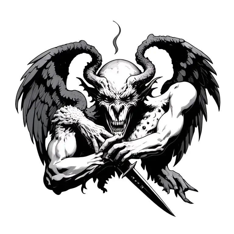 Demon Getting Stabbed By Angel