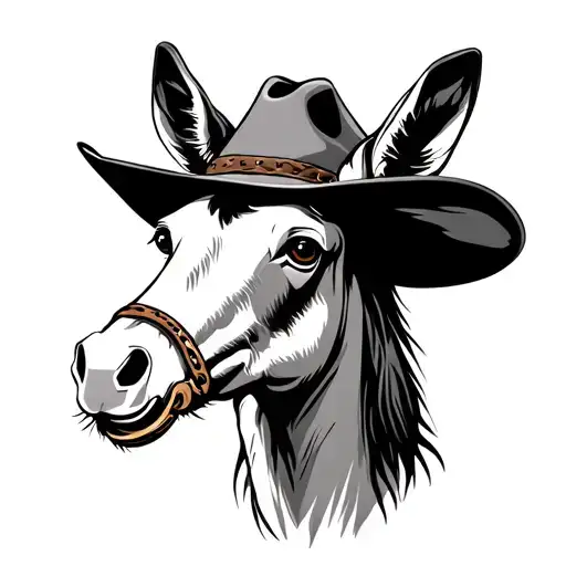 Donkey Farm Horseshoe Black And White Cowboy Hat