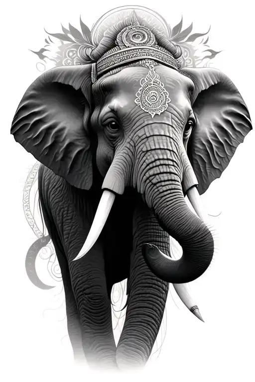 Spiritual Elephant Realism Female Face