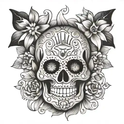 Ancient Greek And Mexican Sugar Skull