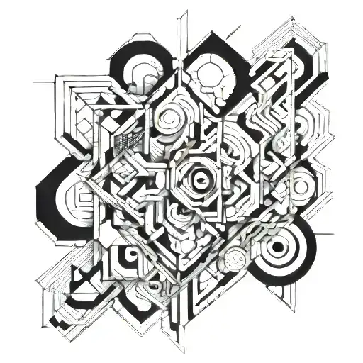 A Series Of Abstract Geometric Shapes And Lines Inspired By The Art Of Sketching And Drawing