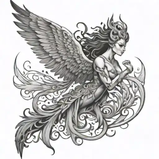 Female Human Phoenix Hybrid Creature