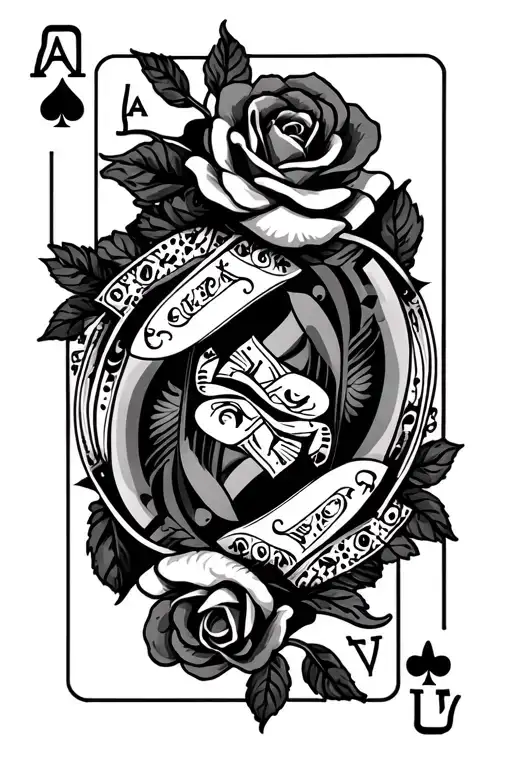 Ace King Queen Jack Cards Around A Rose