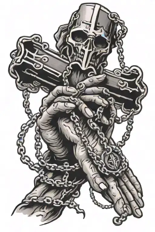 Christian Pray Hands With Rosary