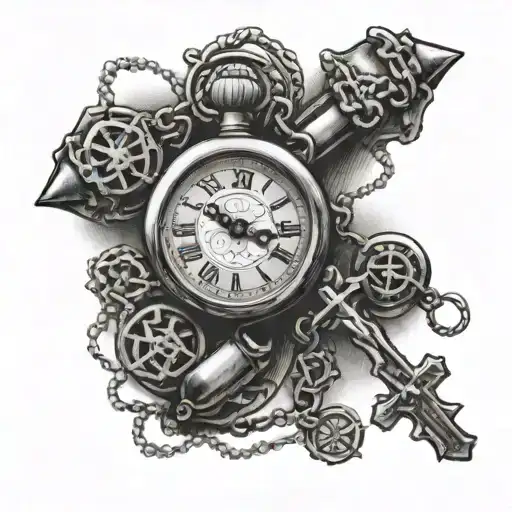 Catholic Rosary With 2 Clocks One On Top Of The Other