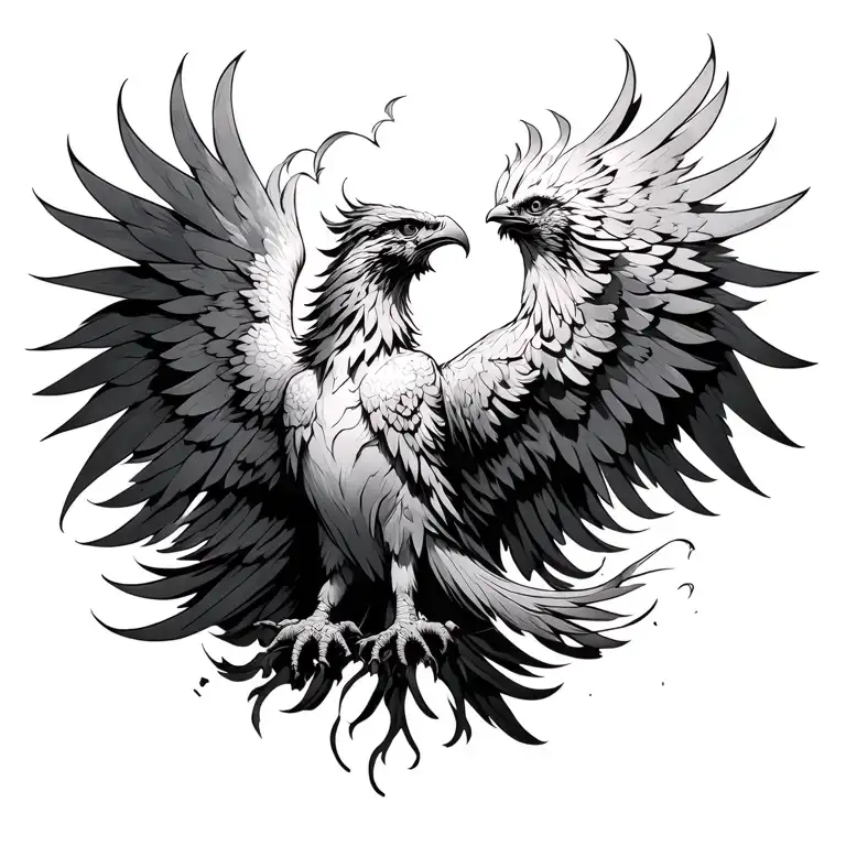 Black And White Phoenix Raising From Something Broken Hearted