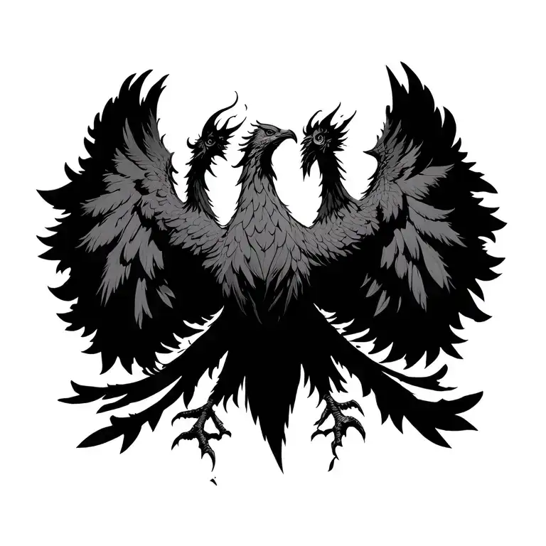 Simple Black And White Phoenix Raising From Something Broken Hearted