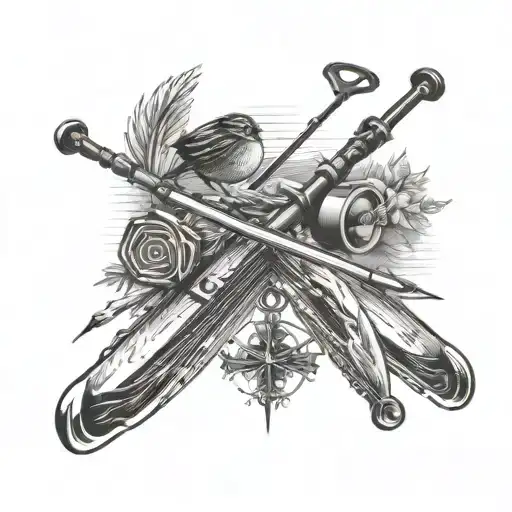 Fishing Rod And Cross Country Skis